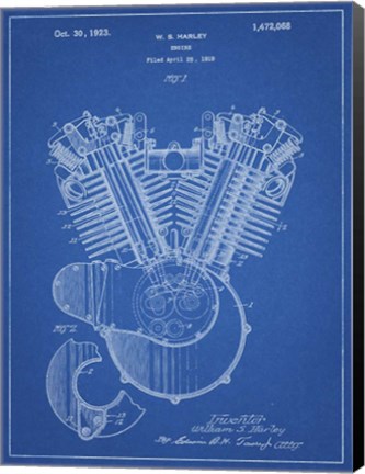 Framed Engine Patent - Blueprint Print
