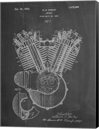 Framed Engine Patent - Chalkboard Print