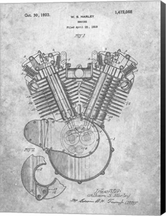 Framed Engine Patent - Slate Print