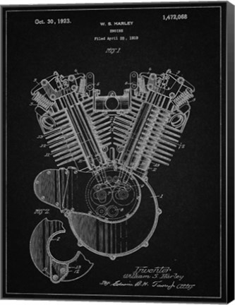 Framed Engine Patent - Vintage Black Print