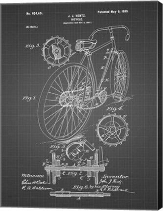 Framed Bicycle Patent - Black Grid Print