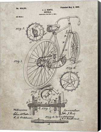 Framed Bicycle Patent - Sandstone Print