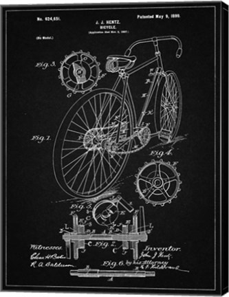 Framed Bicycle Patent - Vintage Black Print