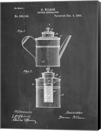 Framed Coffee Percolator Patent - Chalkboard Print
