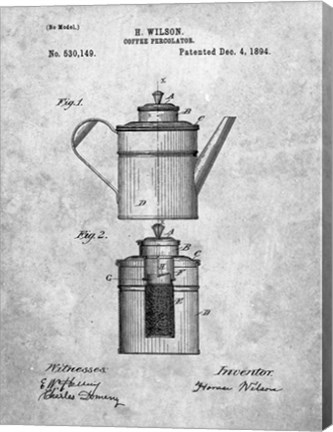 Framed Coffee Percolator Patent - Slate Print