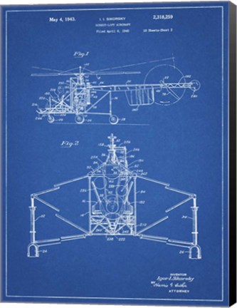 Framed Direct-Lift Aircraft Patent - Blueprint Print
