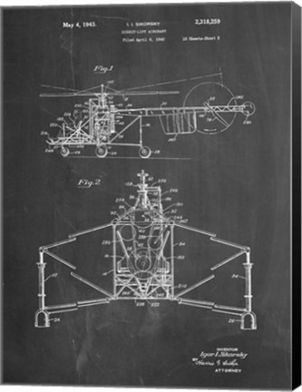 Framed Direct-Lift Aircraft Patent - Chalkboard Print