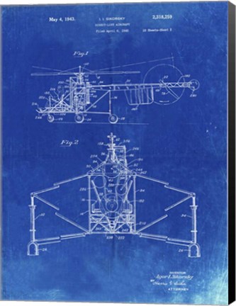 Framed Direct-Lift Aircraft Patent - Faded Blueprint Print