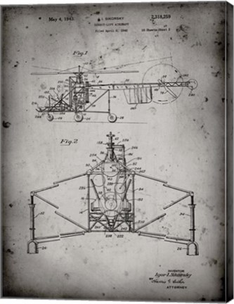 Framed Direct-Lift Aircraft Patent - Faded Grey Print