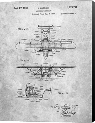 Framed Amphibian Aircraft Patent - Slate Print