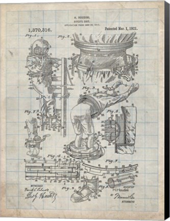 Framed Diver's Suit Patent - Antique Grid Parchment Print