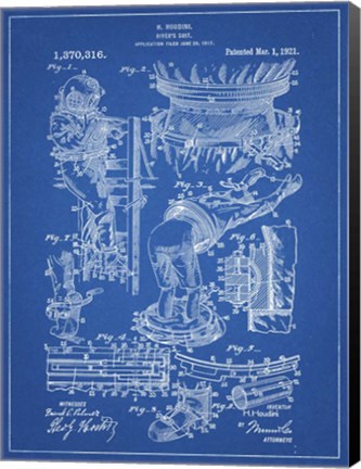 Framed Diver&#39;s Suit Patent - Blueprint Print