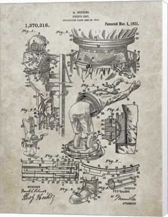 Framed Diver&#39;s Suit Patent - Sandstone Print