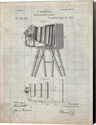 Framed Photographic Camera Patent - Antique Grid Parchment Print