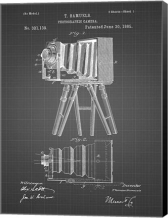 Framed Photographic Camera Patent - Black Grid Print