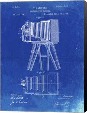 Framed Photographic Camera Patent - Faded Blueprint Print