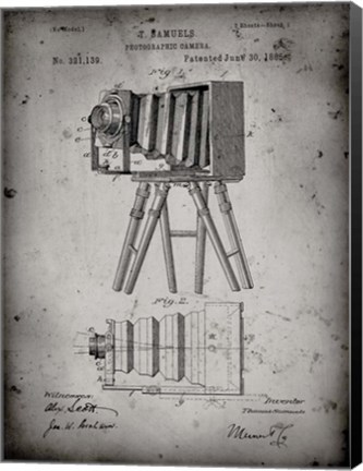 Framed Photographic Camera Patent - Faded Grey Print