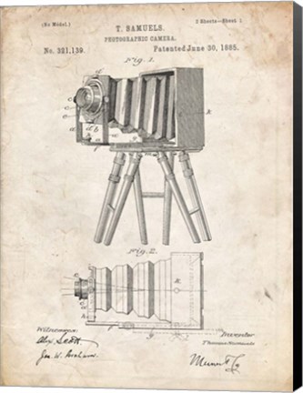 Framed Photographic Camera Patent - Vintage Parchment Print
