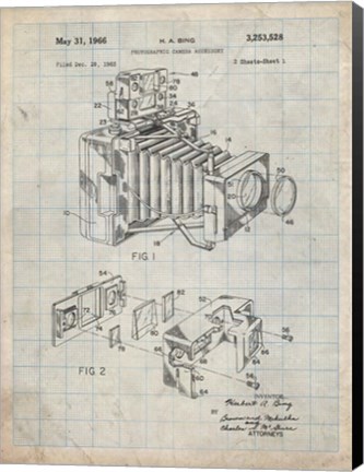 Framed Photographic Camera Accessory Patent - Antique Grid Parchment Print