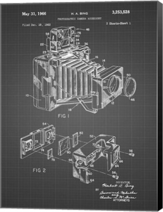 Framed Photographic Camera Accessory Patent - Black Grid Print
