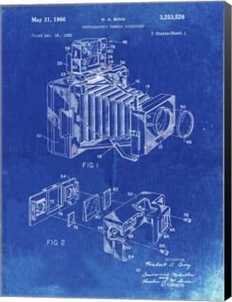 Framed Photographic Camera Accessory Patent - Faded Blueprint Print