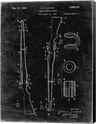 Framed Semi-Automatic Rifle Patent - Black Grunge Print