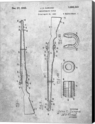 Framed Semi-Automatic Rifle Patent - Slate Print