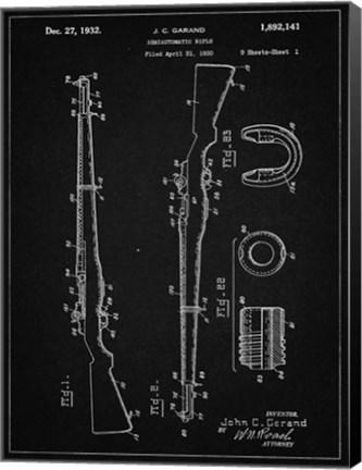 Framed Semi-Automatic Rifle Patent - Vintage Black Print