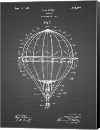 Framed Balloon Patent - Black Grid Print