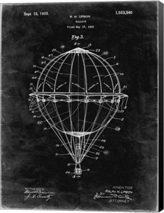 Framed Balloon Patent - Black Grunge Print