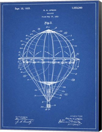 Framed Balloon Patent - Blueprint Print