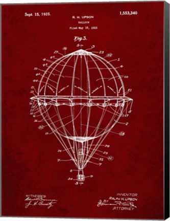 Framed Balloon Patent - Burgundy Print