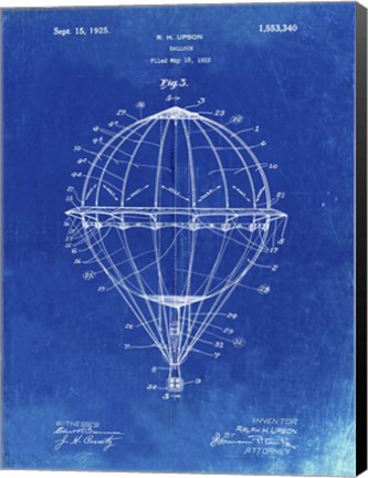 Framed Balloon Patent - Faded Blueprint Print