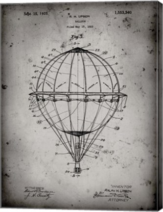Framed Balloon Patent - Faded Grey Print