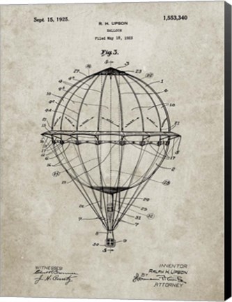 Framed Balloon Patent - Sandstone Print