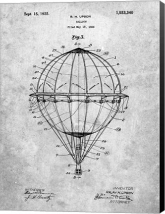 Framed Balloon Patent - Slate Print