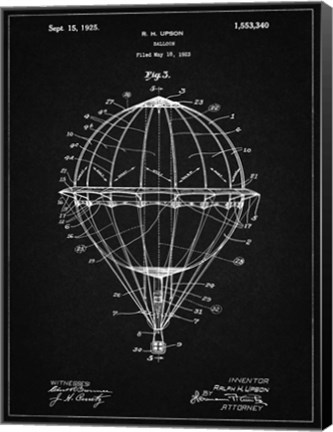 Framed Balloon Patent - Vintage Black Print