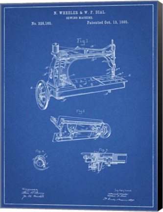 Framed Sewing Machine Patent - Blueprint Print
