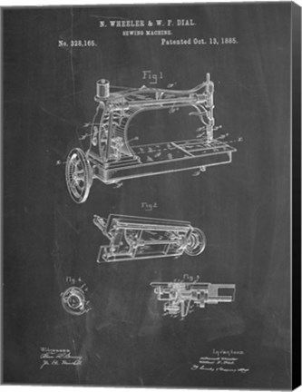 Framed Sewing Machine Patent - Chalkboard Print