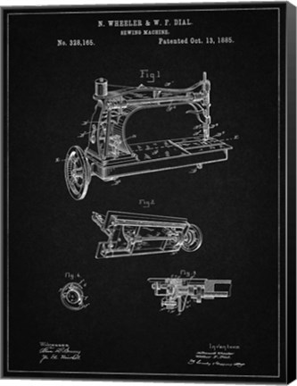 Framed Sewing Machine Patent - Vintage Black Print