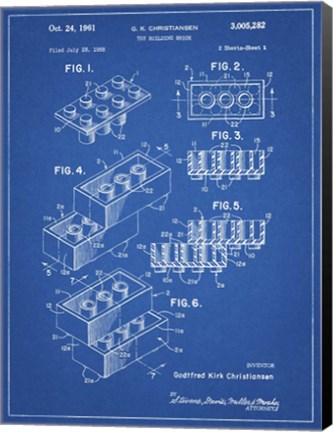Framed Toy Building Brick Patent - Blueprint Print