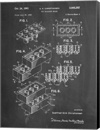 Framed Toy Building Brick Patent - Chalkboard Print
