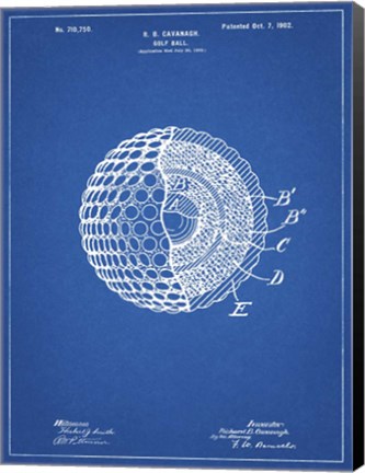 Framed Golf Ball Patent - Blueprint Print