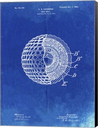 Framed Golf Ball Patent - Faded Blueprint Print