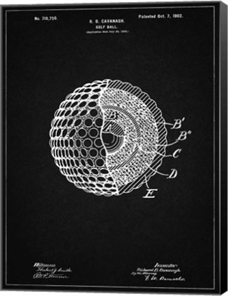 Framed Golf Ball Patent - Vintage Black Print