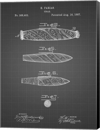 Framed Cigar Patent - Black Grid Print
