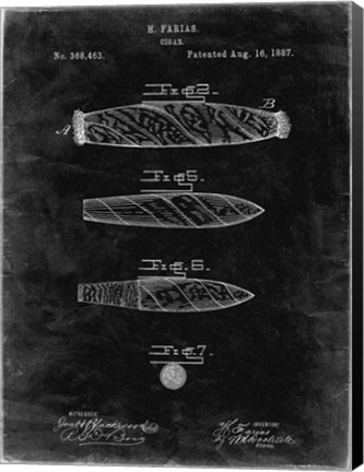 Framed Cigar Patent - Black Grunge Print