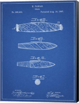 Framed Cigar Patent - Blueprint Print