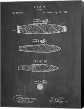 Framed Cigar Patent - Chalkboard Print