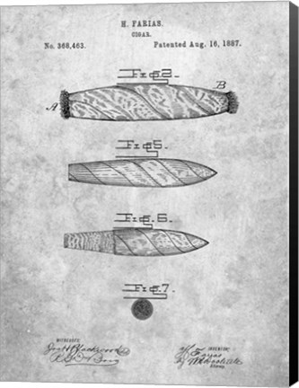 Framed Cigar Patent - Slate Print